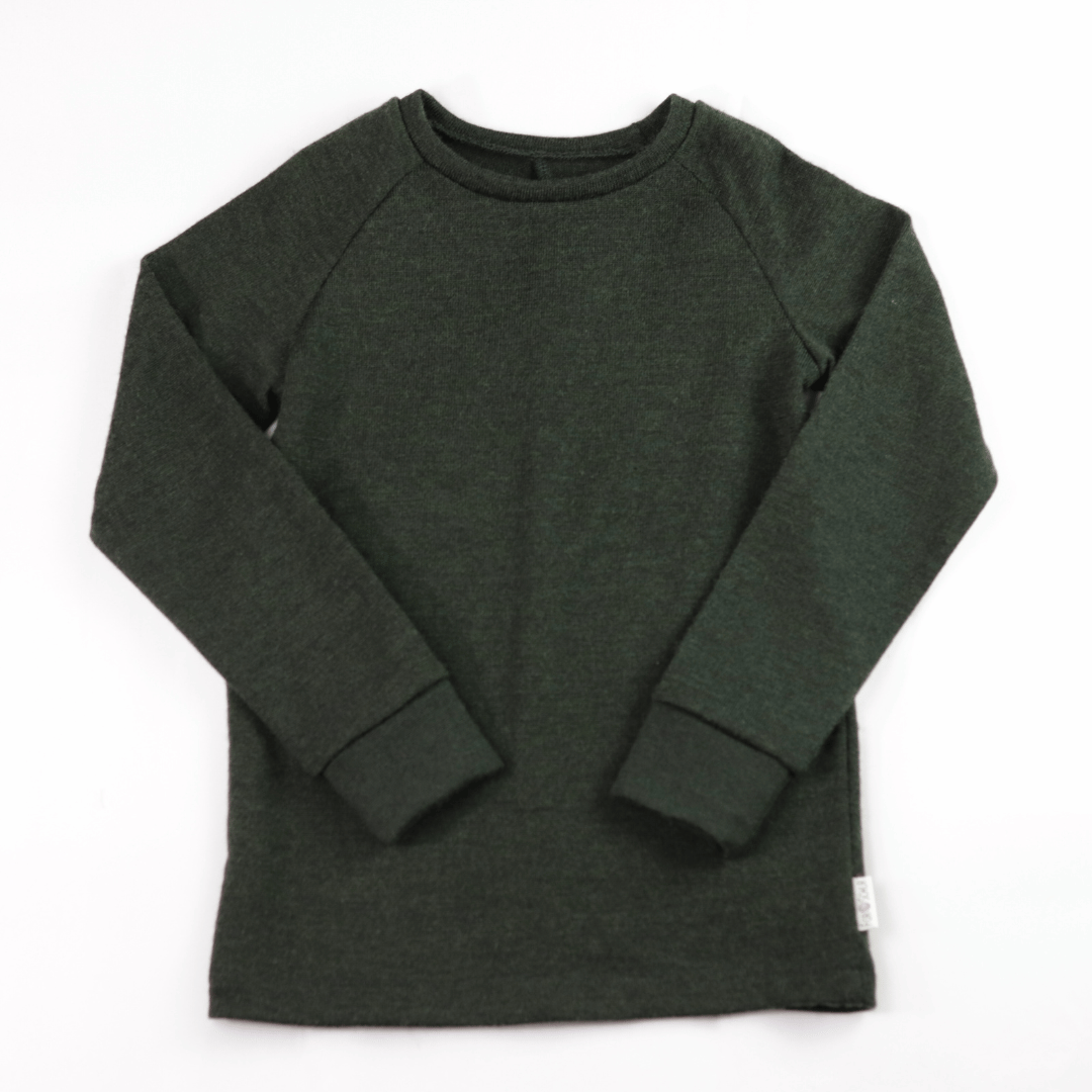 Upcycling Merino Kinder Longsleeve Grün