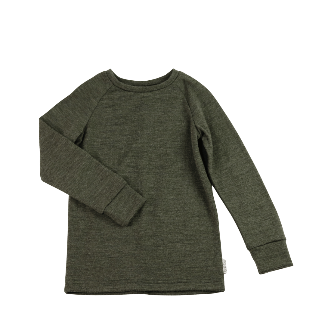 Upcycling Merino Kinder Longsleeve Grün