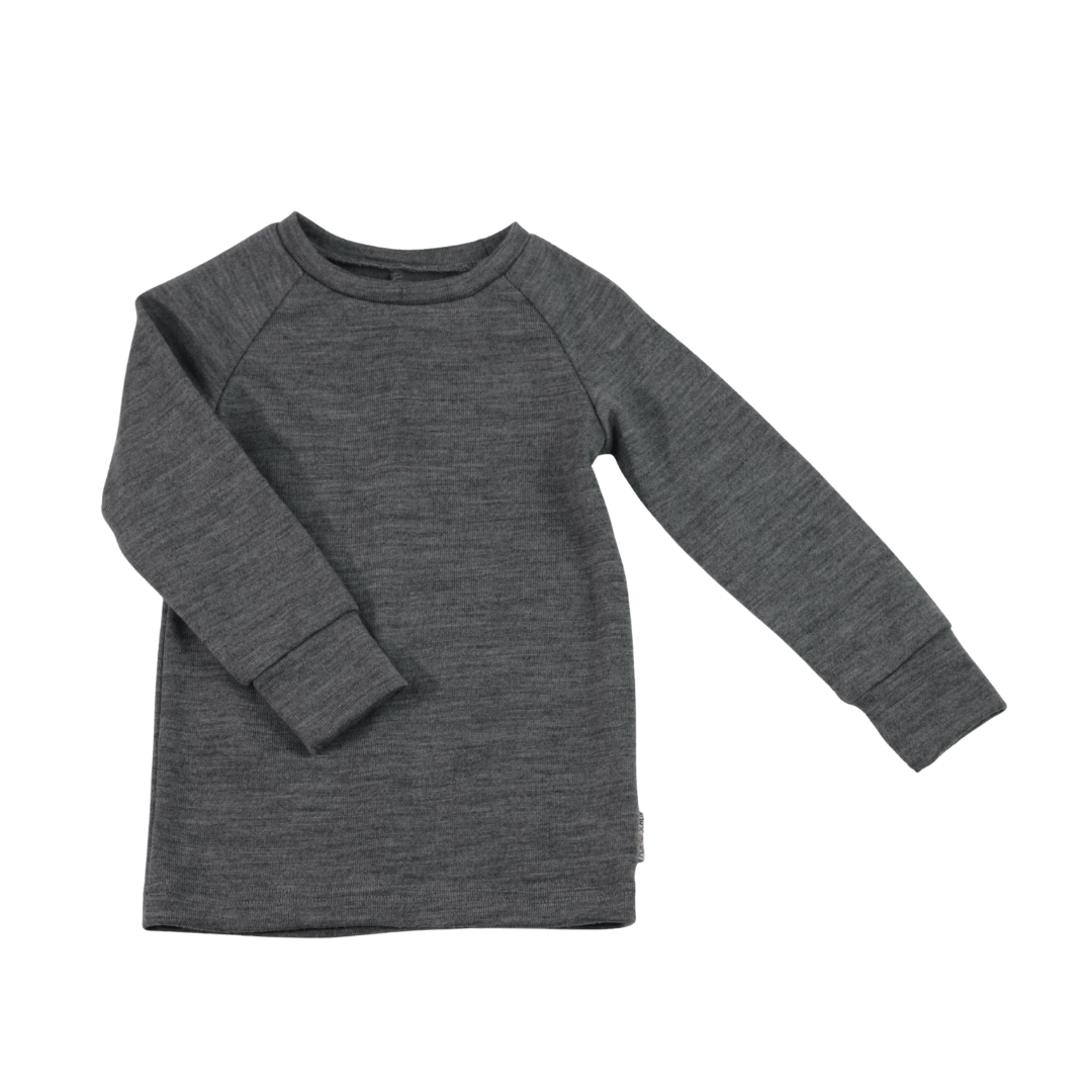 Upcycling Merino Kinder Longsleeve Grau