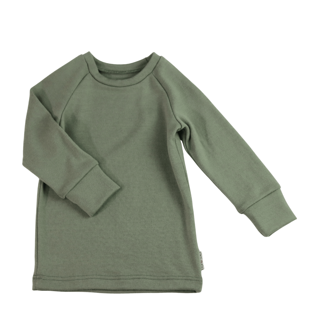 Upcycling Merino Kinder Longsleeve Grün