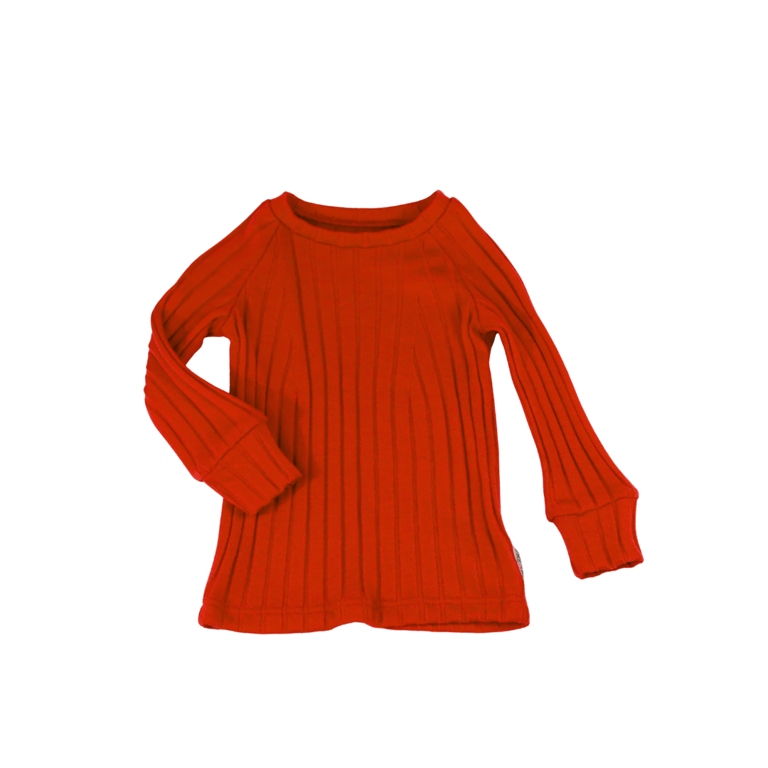 Upcycling Merino Kinder Longsleeve Rot