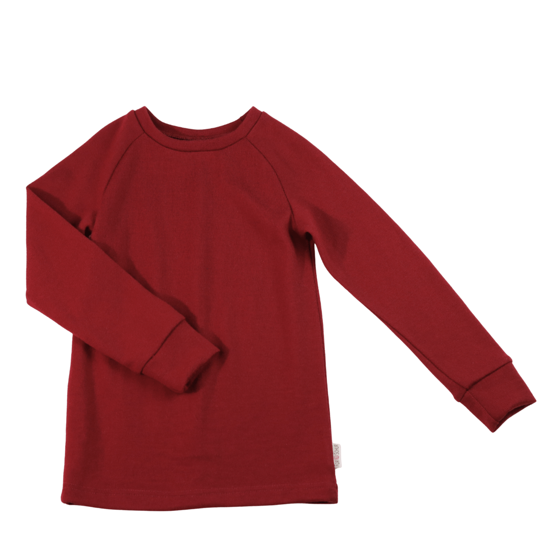 Upcycling Merino Kinder Longsleeve Rot