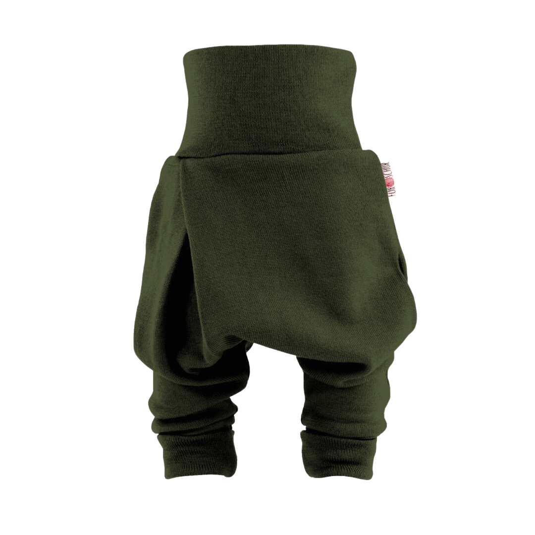 Upcycling Merino Mitwachshose dicke Qualität Grün meliert