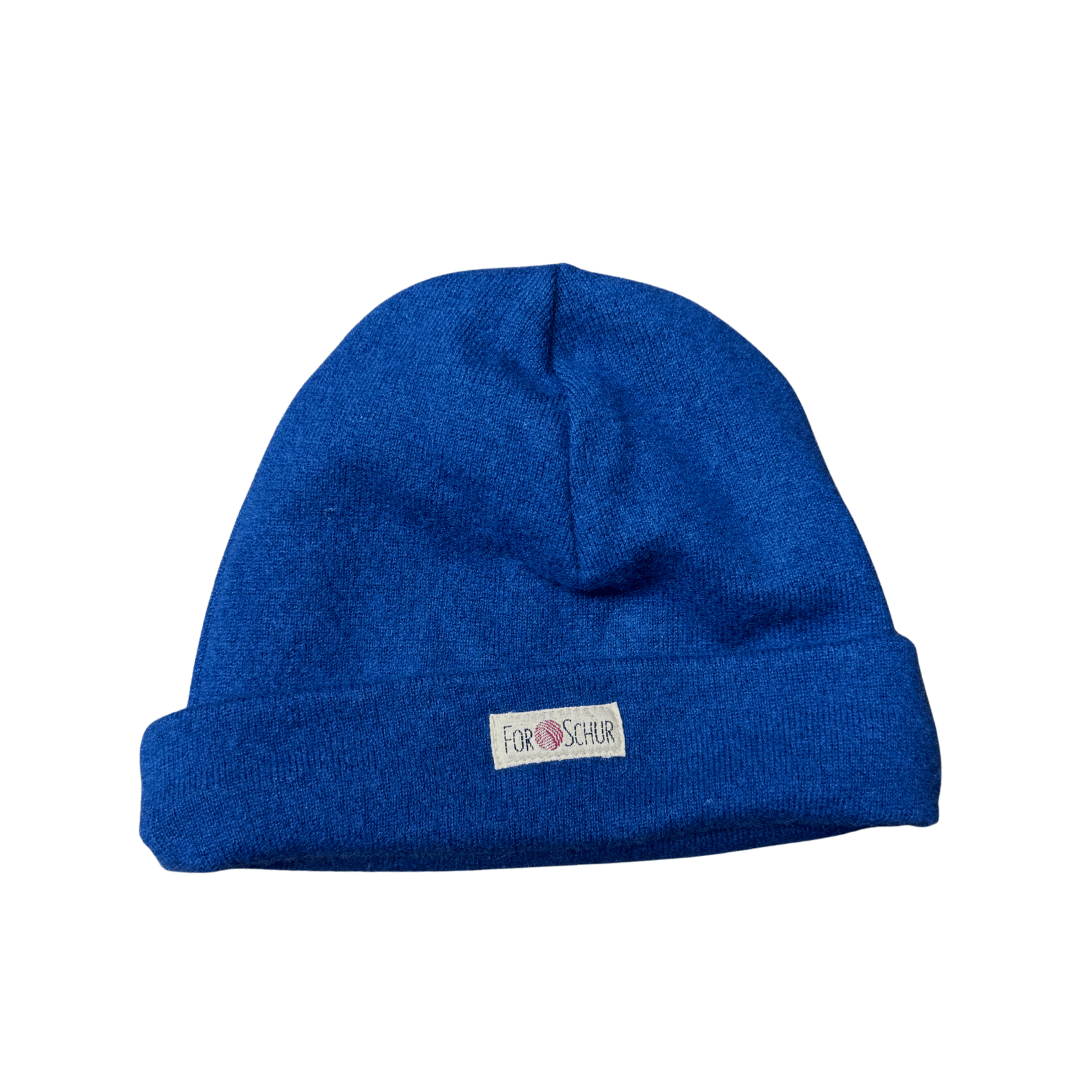Upcycling Kaschmir Kinder Mütze Blau