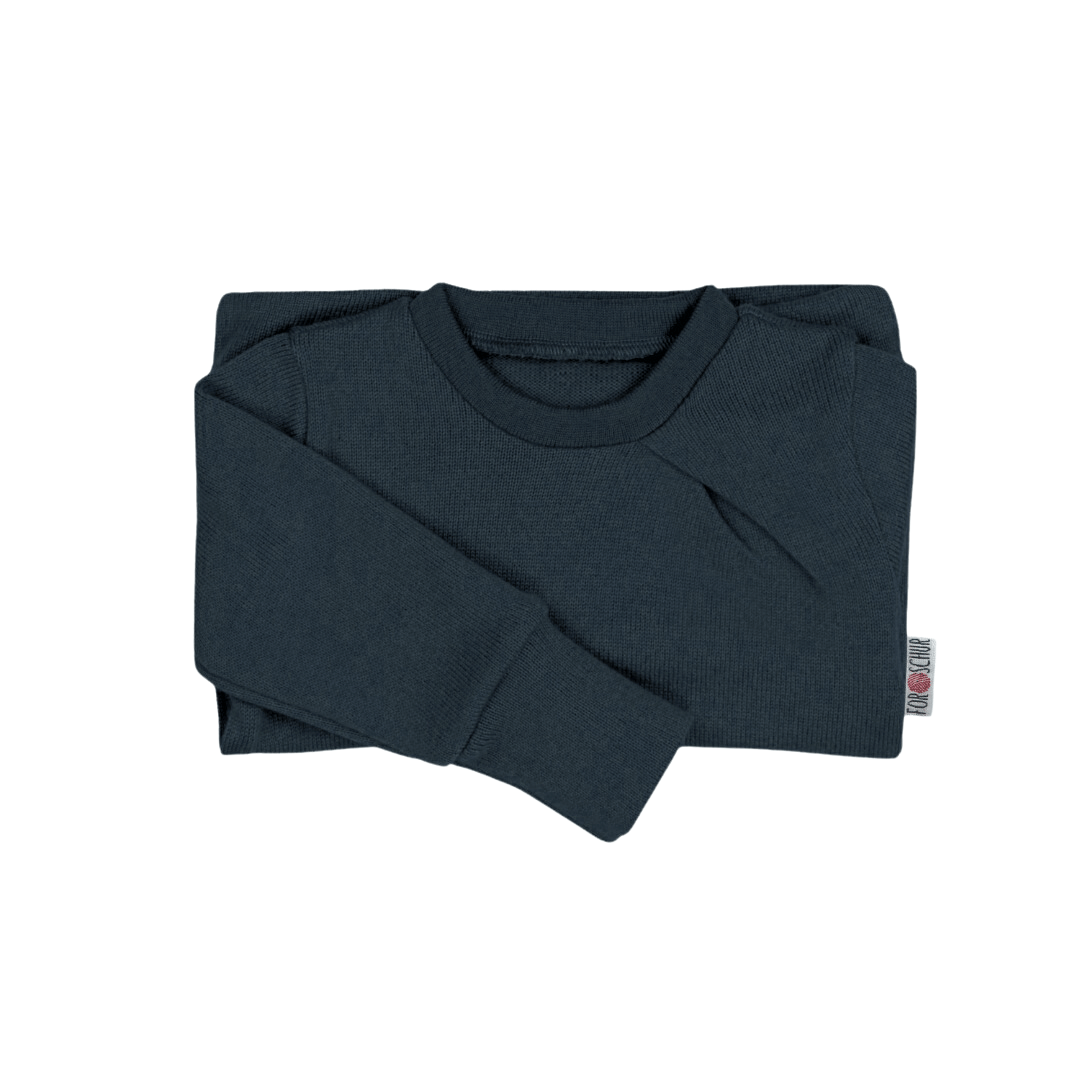 Upcycling Kaschmir Pullover mit der Falte Blau meliert - ForSchur