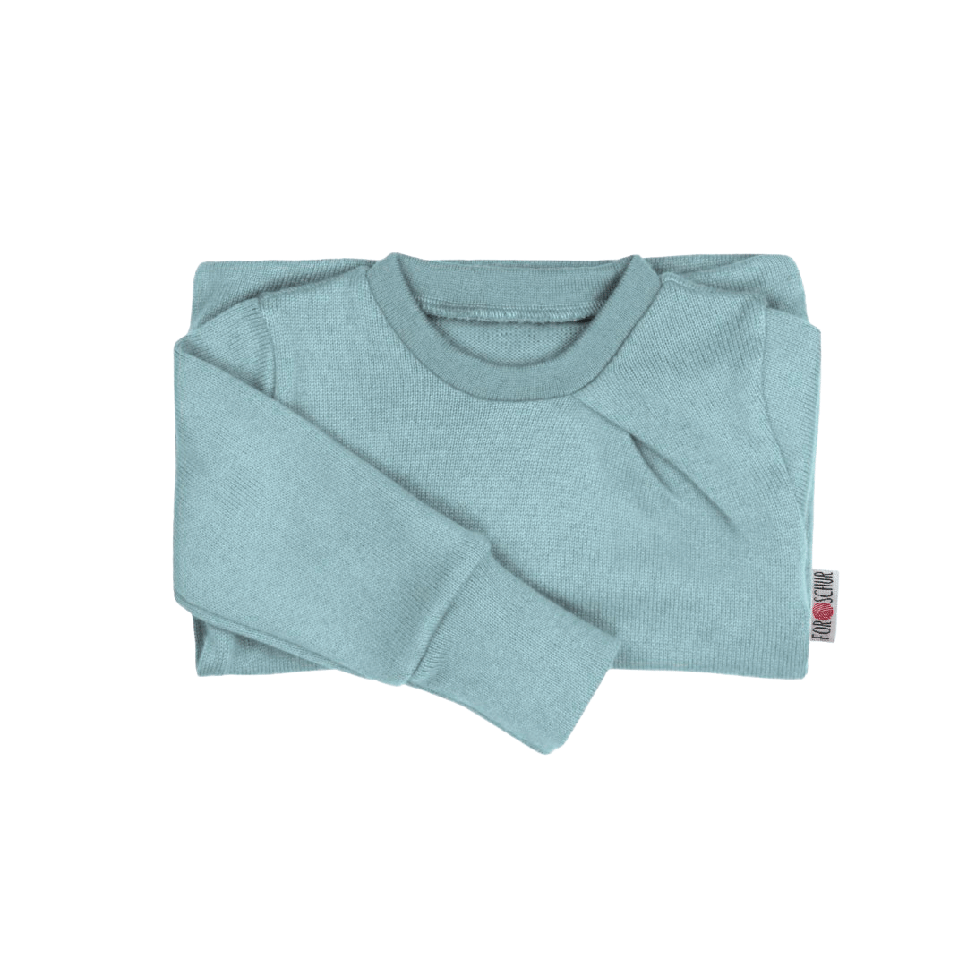 Upcycling Kaschmir Pullover mit der Falte Blau meliert - ForSchur