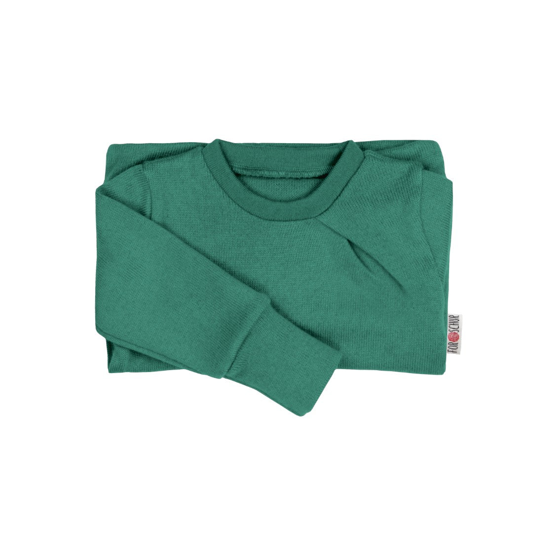 Upcycling Kaschmirpullover mit der Falte Eukalyptus Dunkel