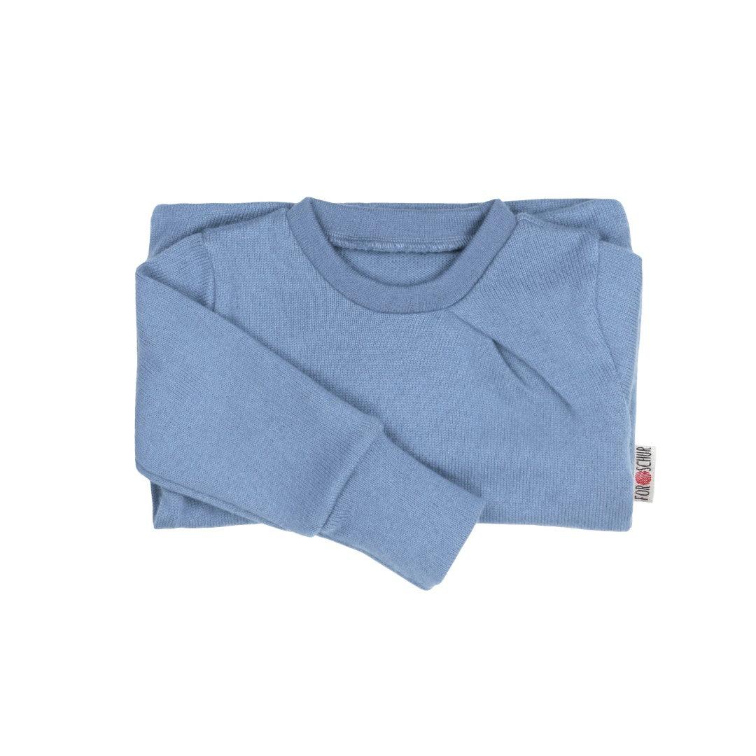 Upcycling Kaschmir Pullover mit der Falte Himmelblau meliert - ForSchur