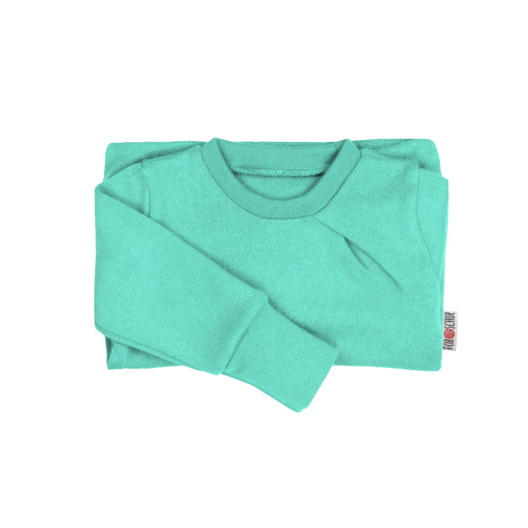 Upcycling Kaschmir Pullover mit der Falte helles Mintblau - ForSchur