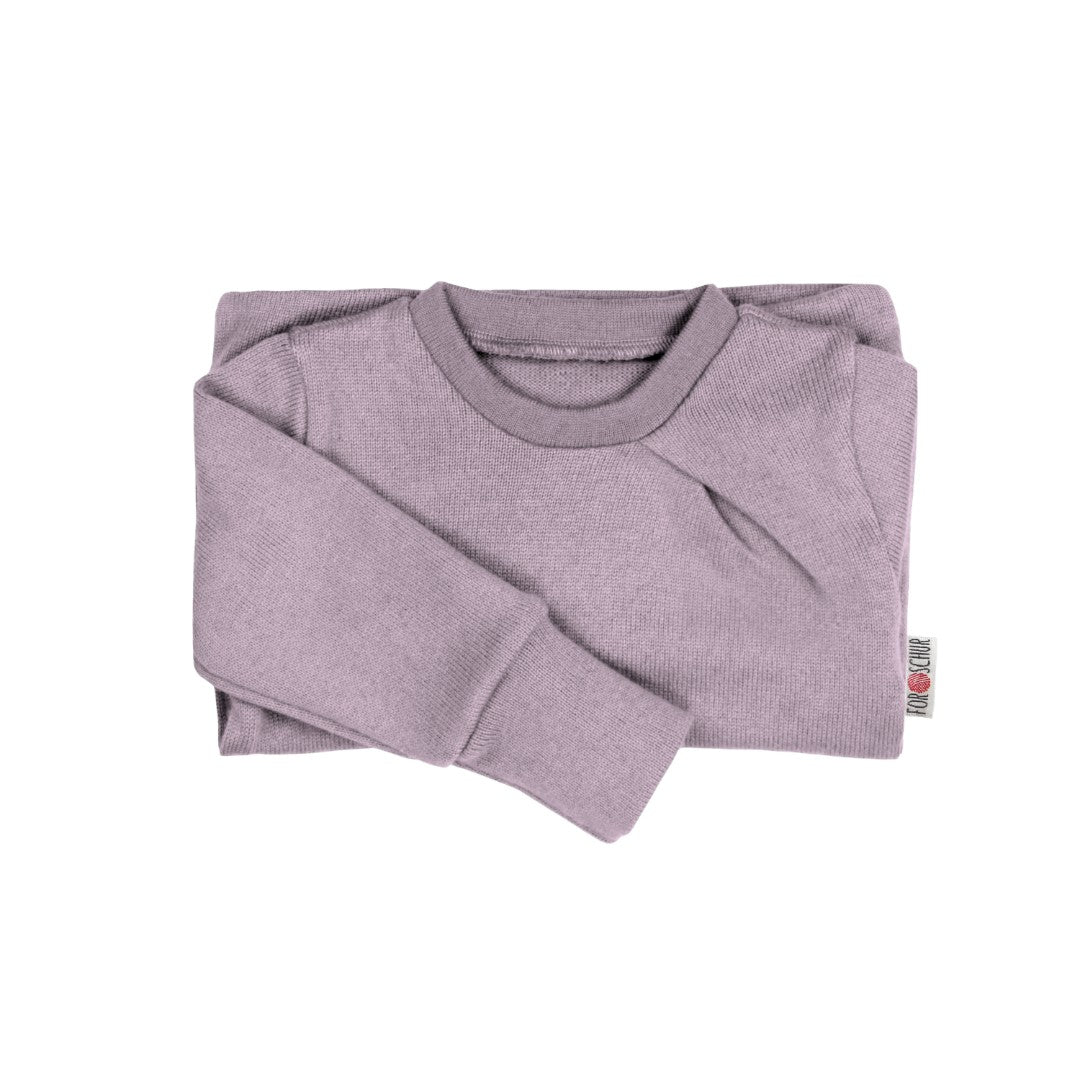 Upcycling Kaschmirpullover mit der Falte Staublila
