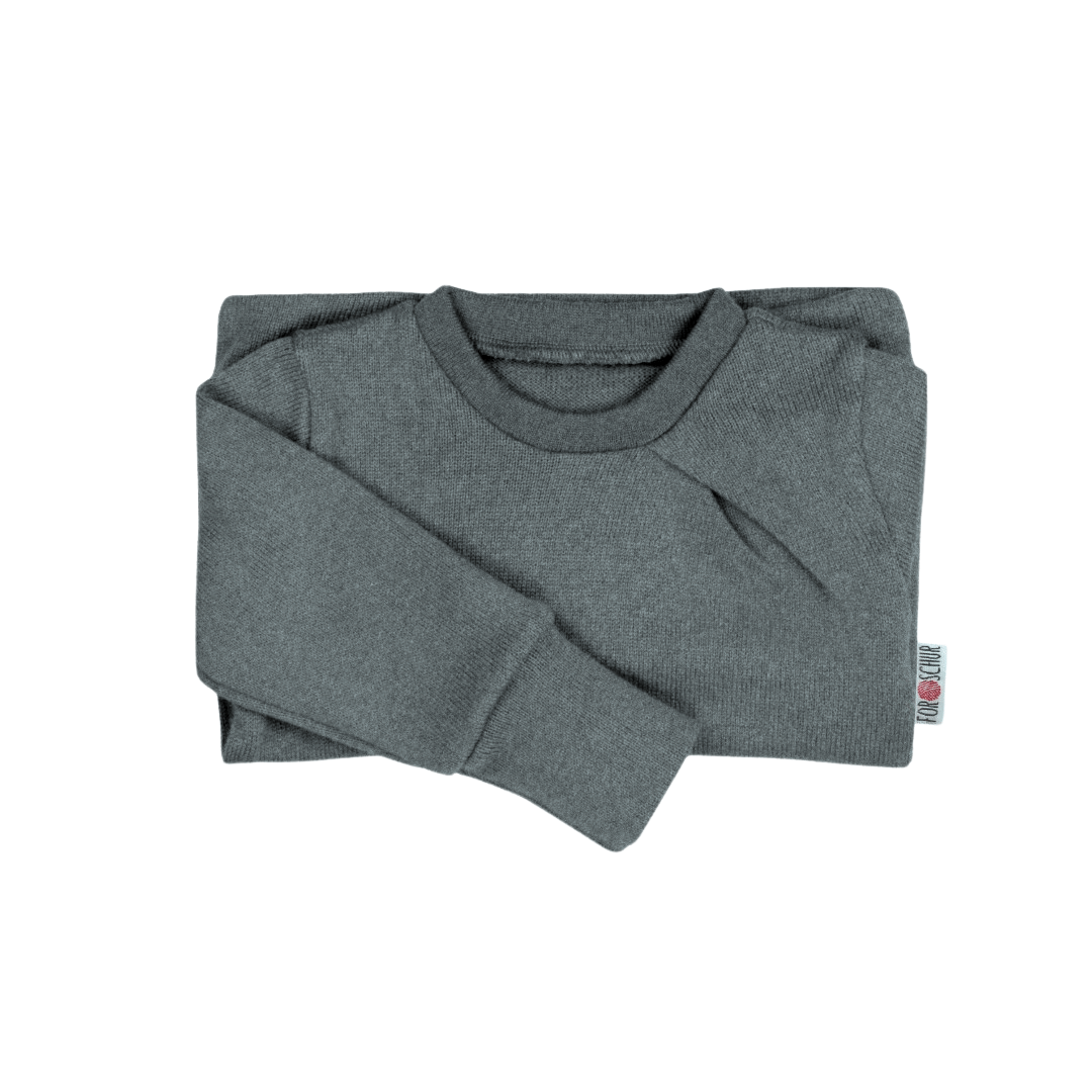 Upcycling Kaschmirpullover mit der Falte Grau/Blau meliert - ForSchur