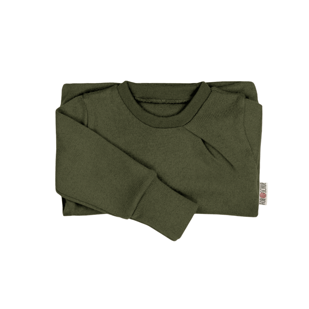 Upcycling Kaschmir Pullover mit der Falte Grün meliert - ForSchur