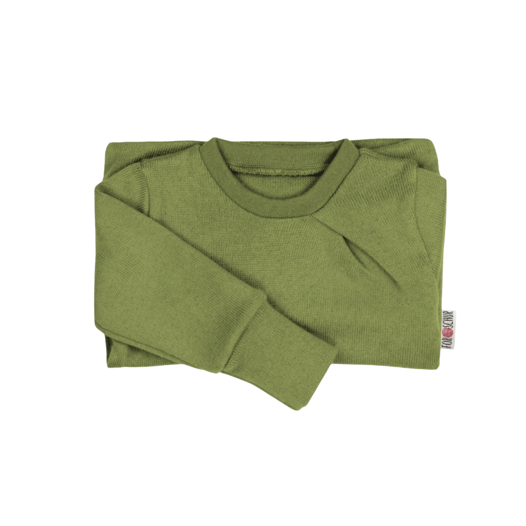 Upcycling Kaschmirpullover mit der Falte Grün meliert - ForSchur