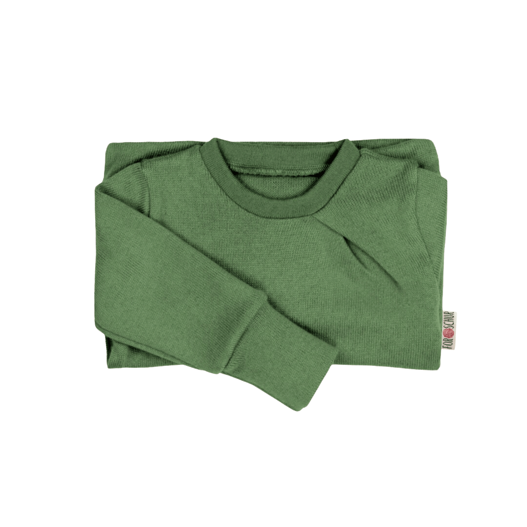 Upcycling Kaschmirpullover mit der Falte Grün meliert - ForSchur