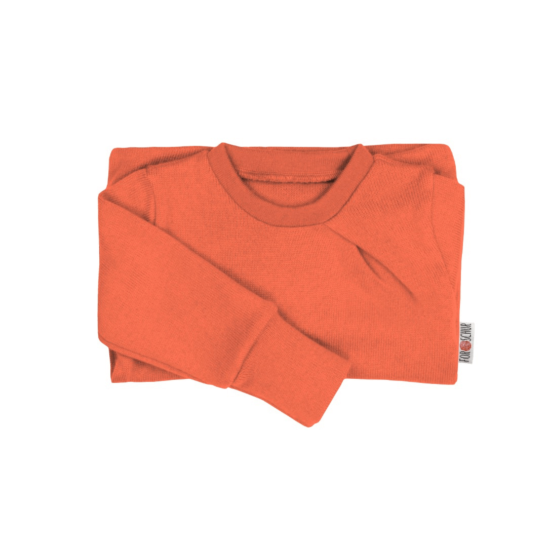 Upcycling Kaschmirpullover mit der Falte Orange