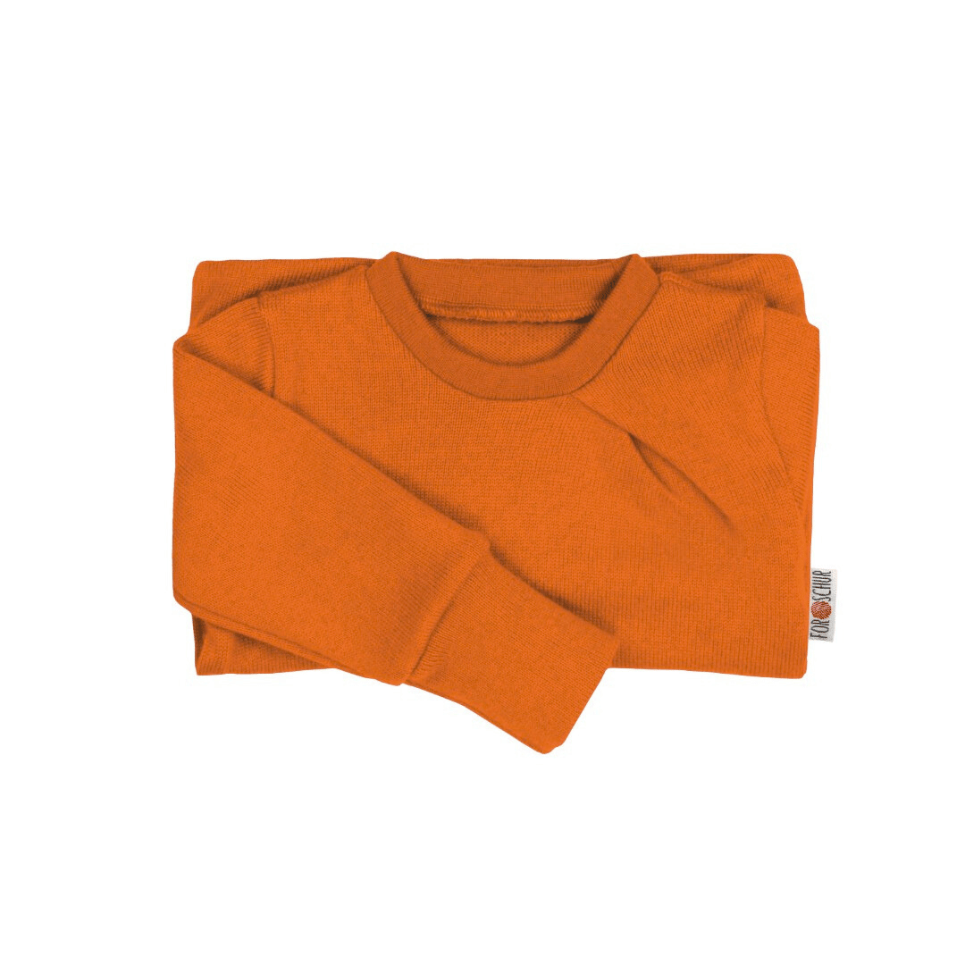 Upcycling Kaschmirpullover mit der Falte Orange