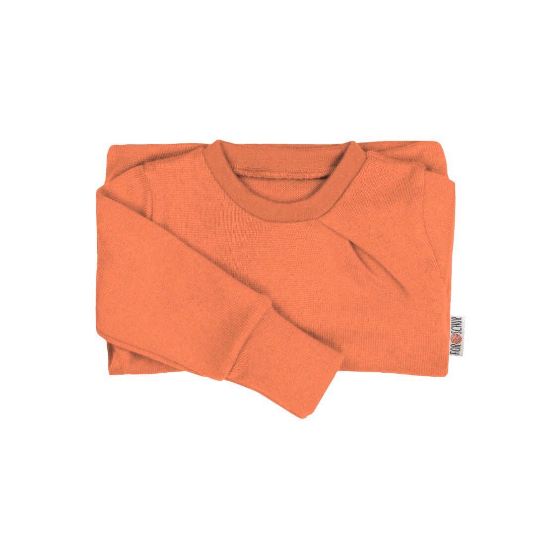 Upcycling Kaschmirpullover mit der Falte Orange