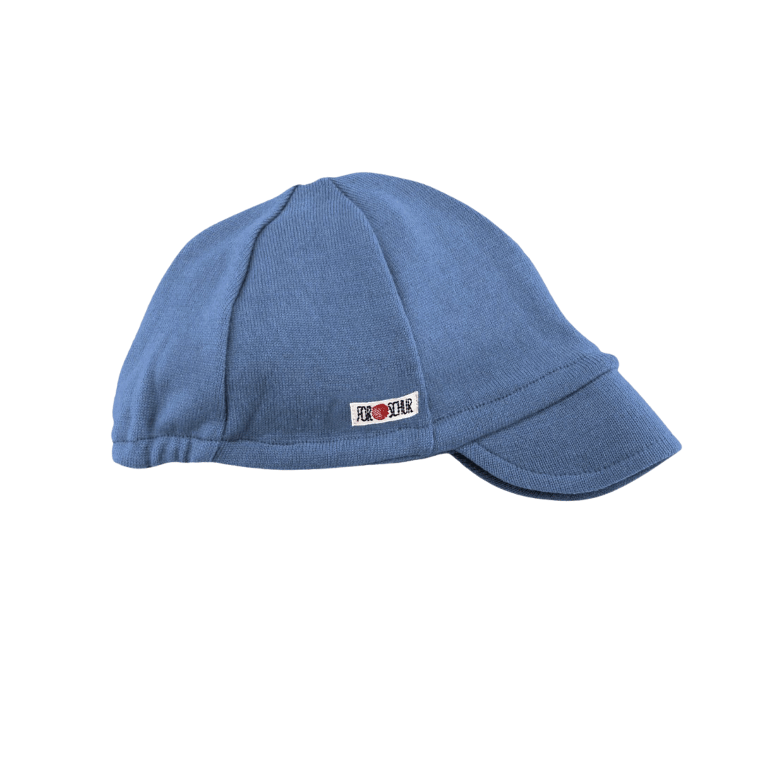 Upcycling Merino Schirmmütze Blau meliert