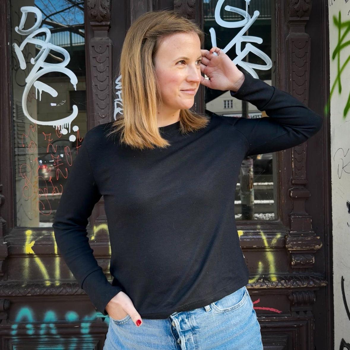 Sommermerino Damenlongsleeve Onyx