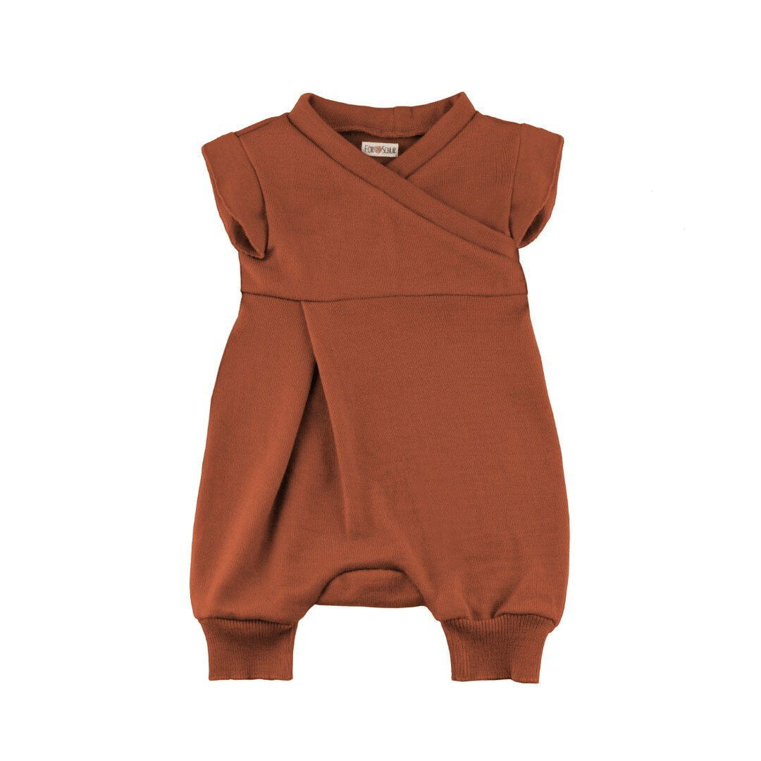 Sommereinteiler 100 % Merino – Koralle, Bernstein