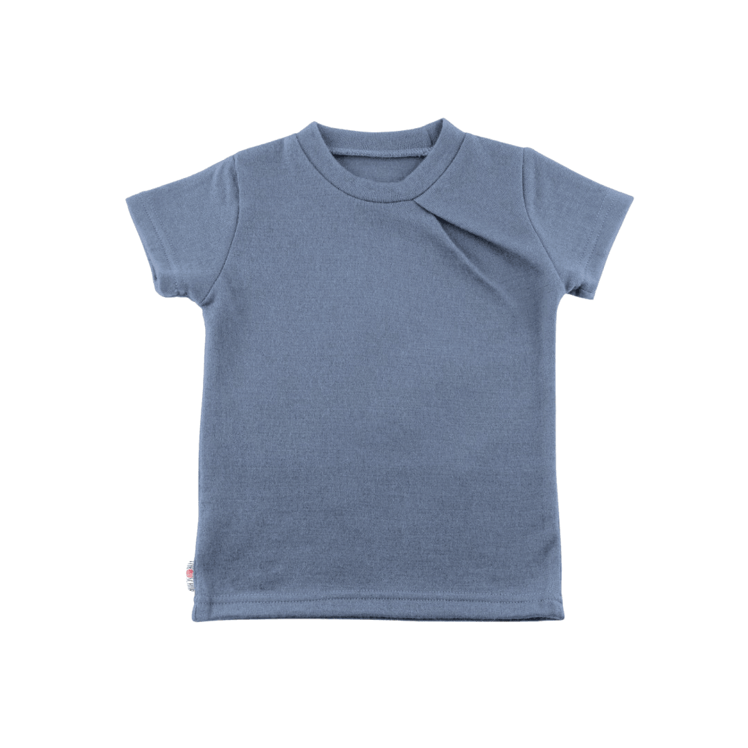 Upcycling Merino T-Shirt mit der Falte Blau meliert - ForSchur