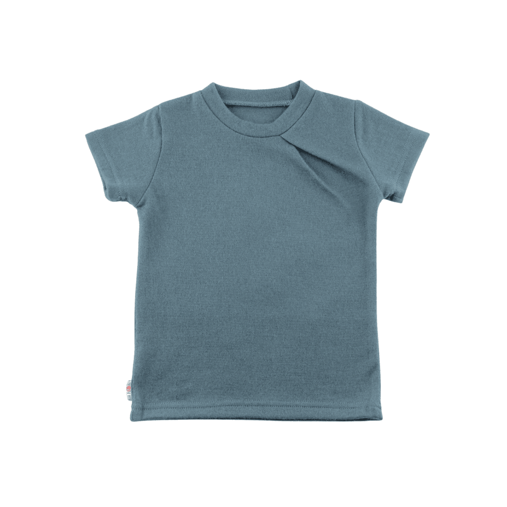 Upcycling Merino T-Shirt mit der Falte Blau meliert - ForSchur