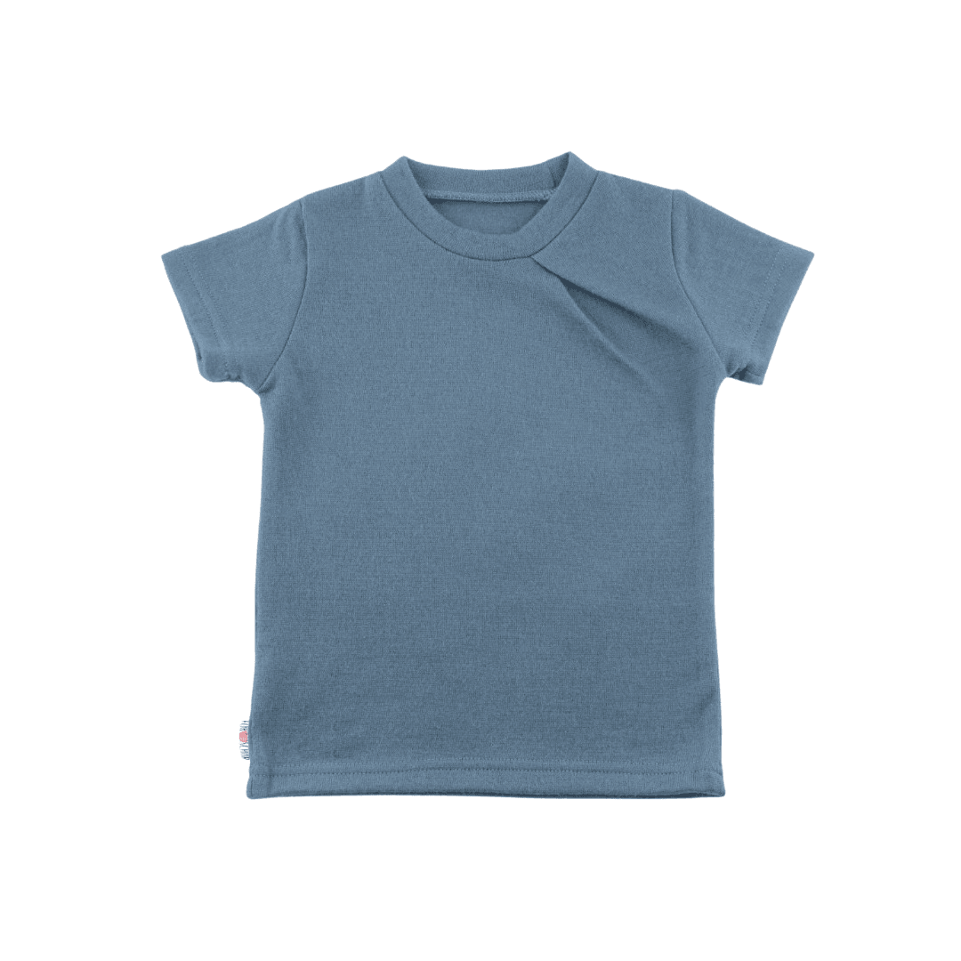 Upcycling Merino T-Shirt mit der Falte Blau meliert - ForSchur