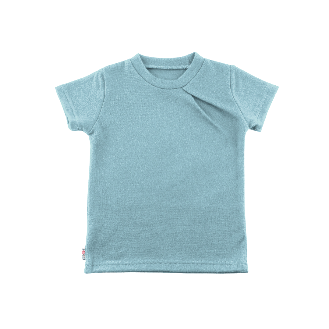 Kaschmir Kinder T-Shirt mit der Falte Blau meliert