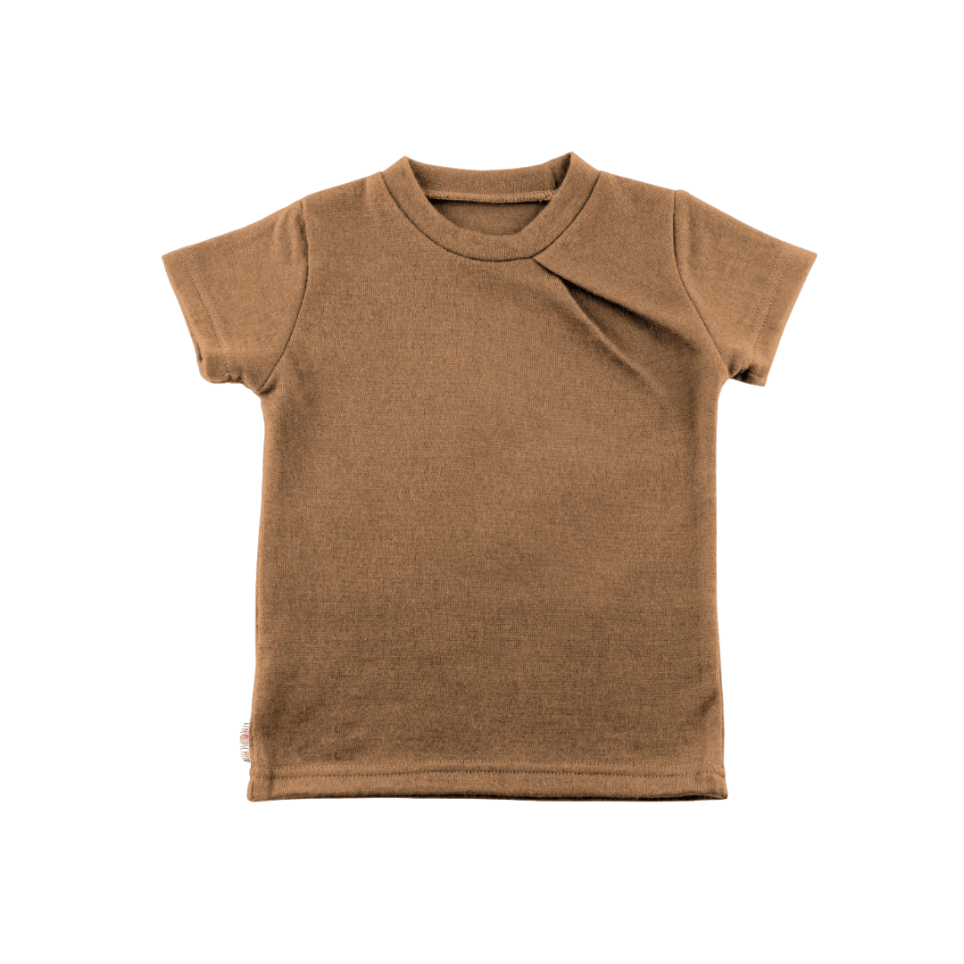 Upcycling Merino T-Shirt mit der Falte Braun meliert - ForSchur