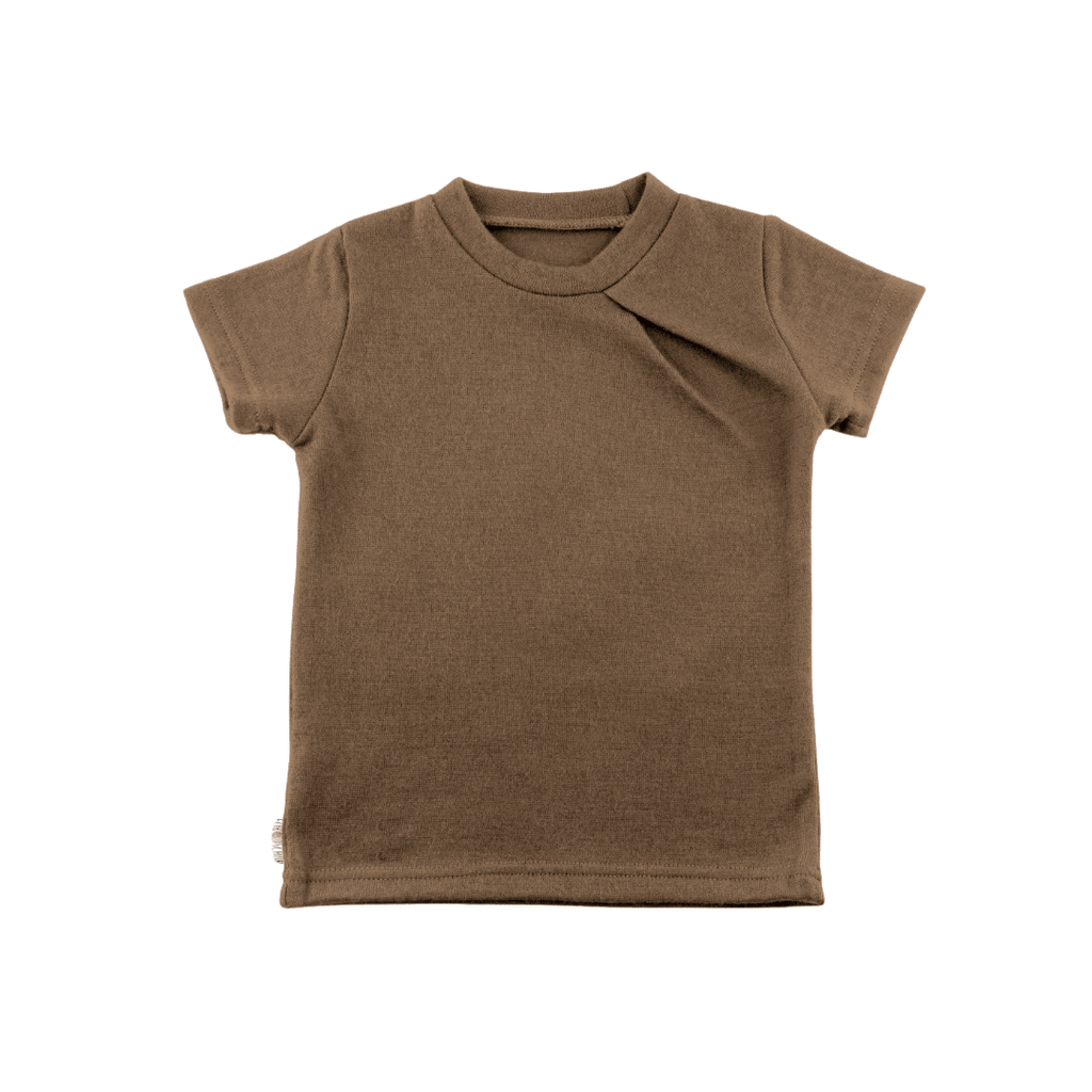 Upcycling Merino T-Shirt mit der Falte Braun meliert - ForSchur