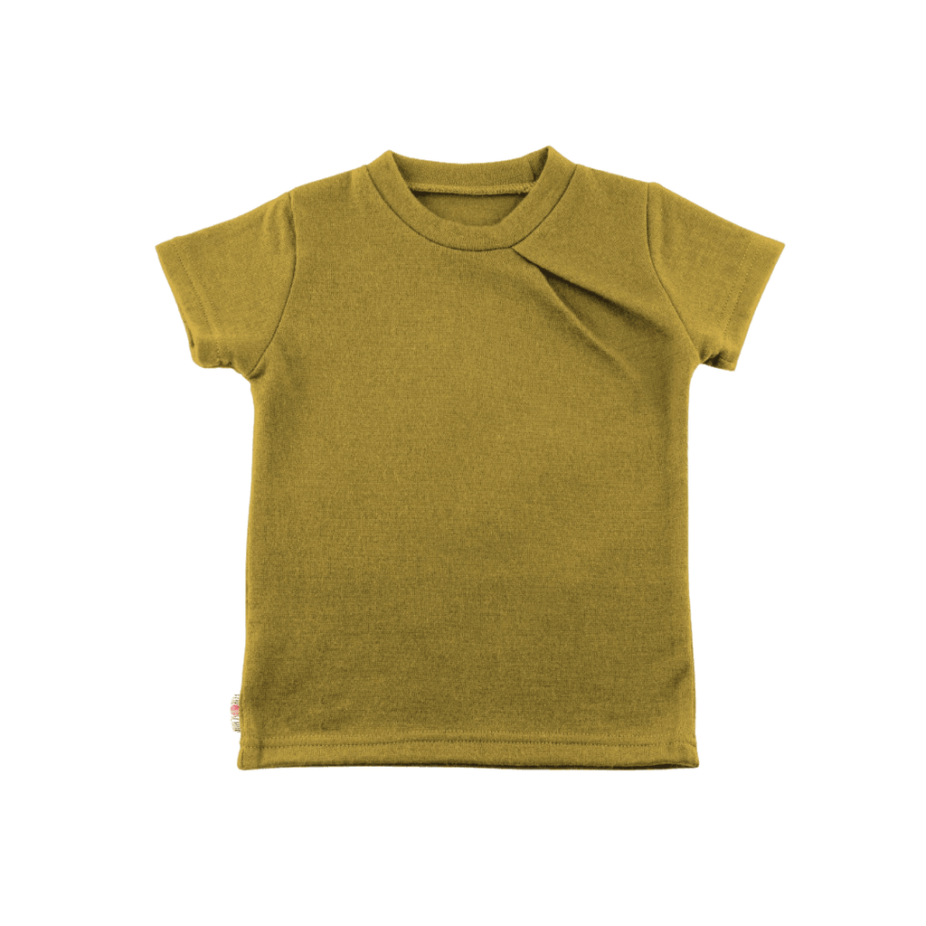 Upcycling Merino T-Shirt mit der Falte Gelb meliert - ForSchur