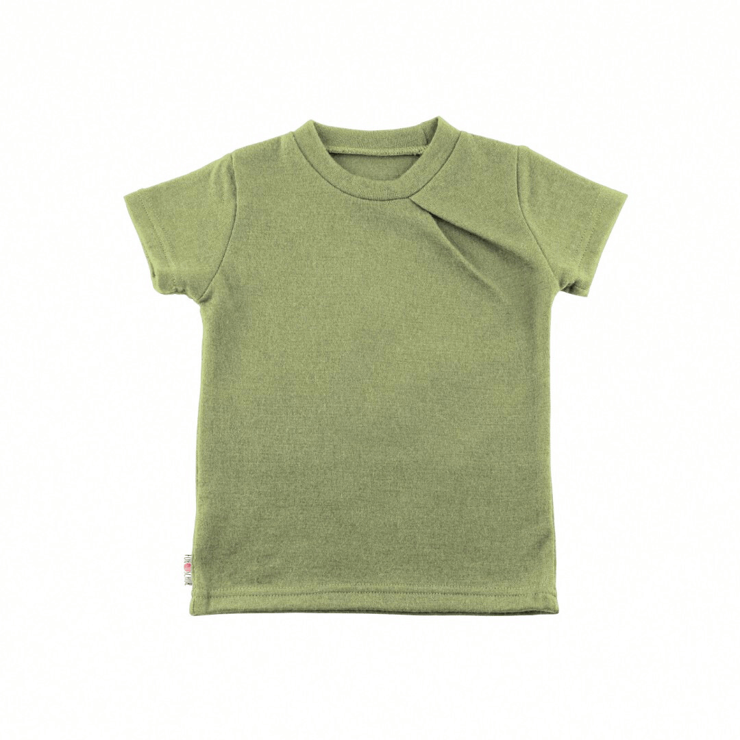 Kaschmir Kinder T-Shirt mit der Falte Grün