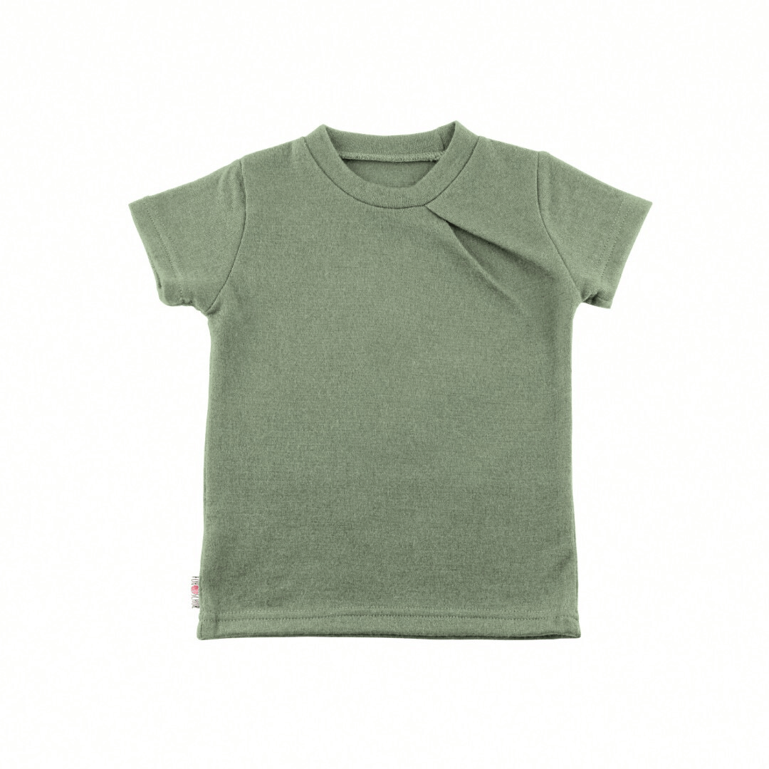 Kaschmir Kinder T-Shirt mit der Falte Grün