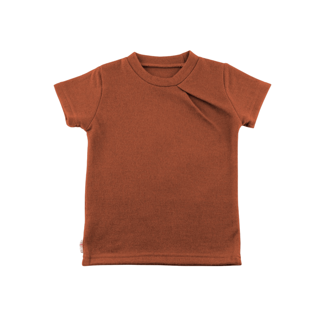 Superleichtes Merino Kinder T-Shirt mit der Falte Bernstein