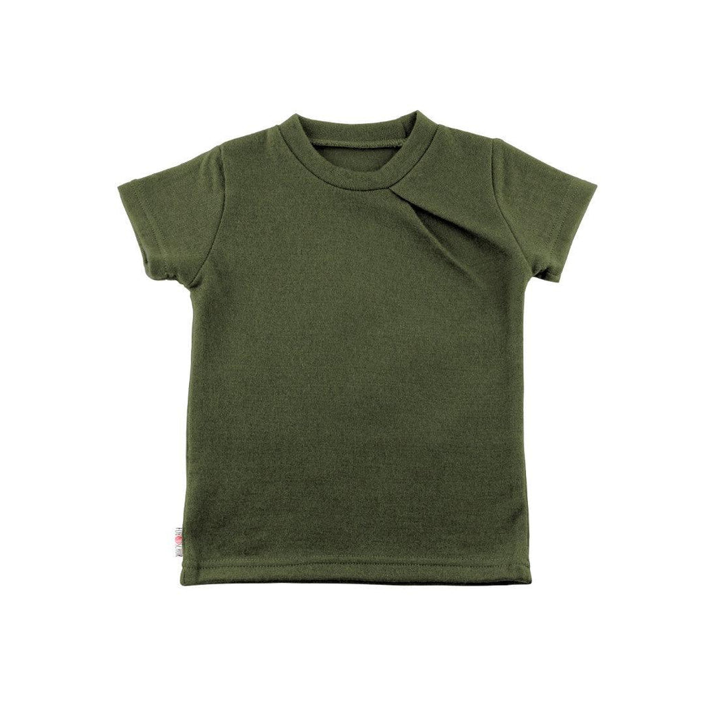 Upcycling Merino T-Shirt mit der Falte dunkle Olive - ForSchur