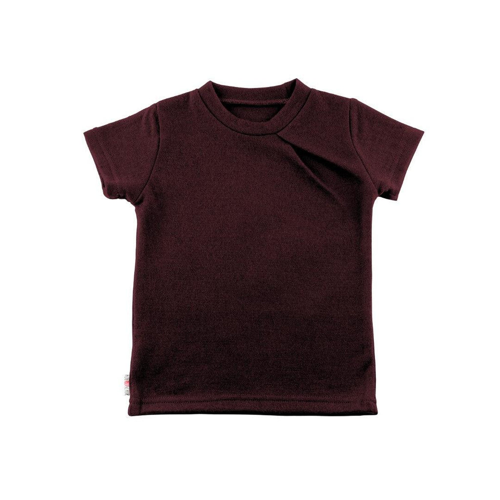 Upcycling Merino T-Shirt mit der Falte dunkle Aubergine - ForSchur