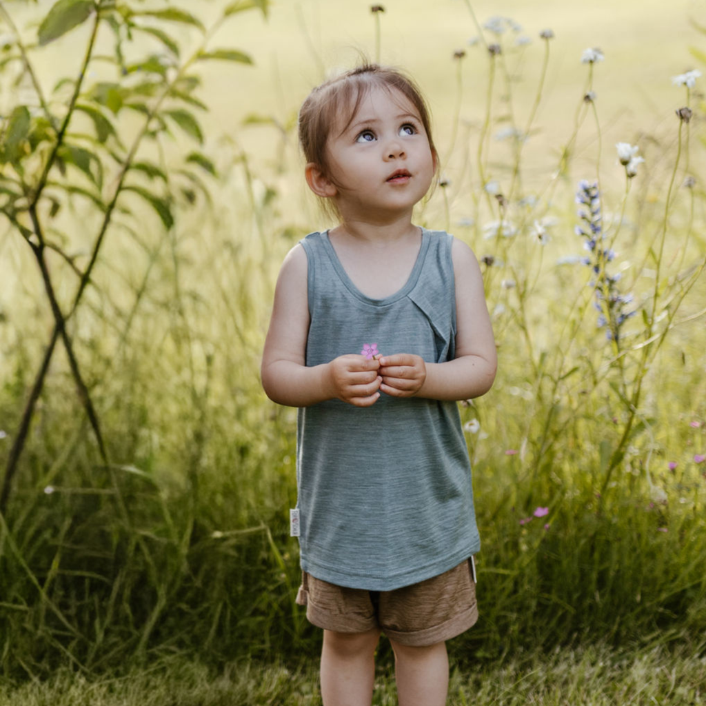 Sommermerino Kinder Trägerhemd mit der Falte