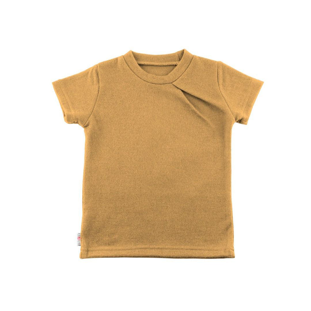 Upcycling Merino T-Shirt mit der Falte Karamell - ForSchur