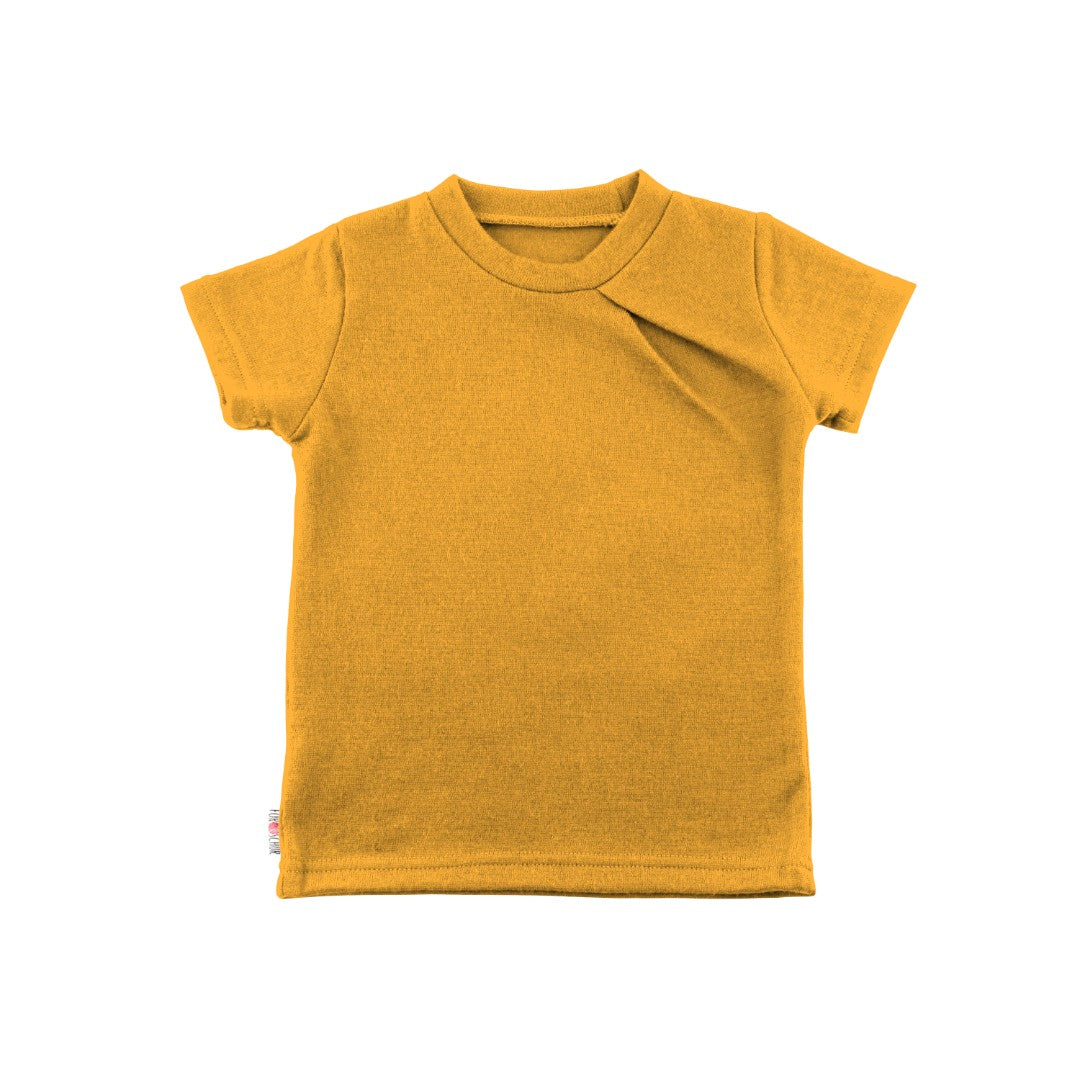 Kaschmir Kinder T-Shirt mit der Falte Kurkuma