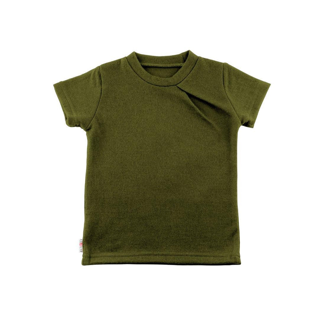 Upcycling Merino T-Shirt mit der Falte Moos - ForSchur