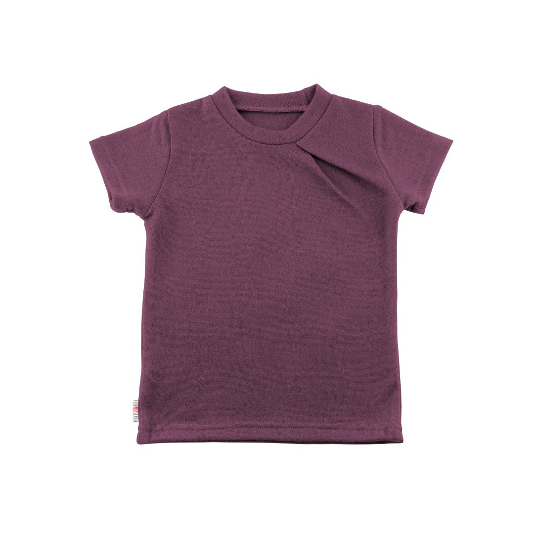 Upcycling Merino T-Shirt mit der Falte Weinbeere meliert
