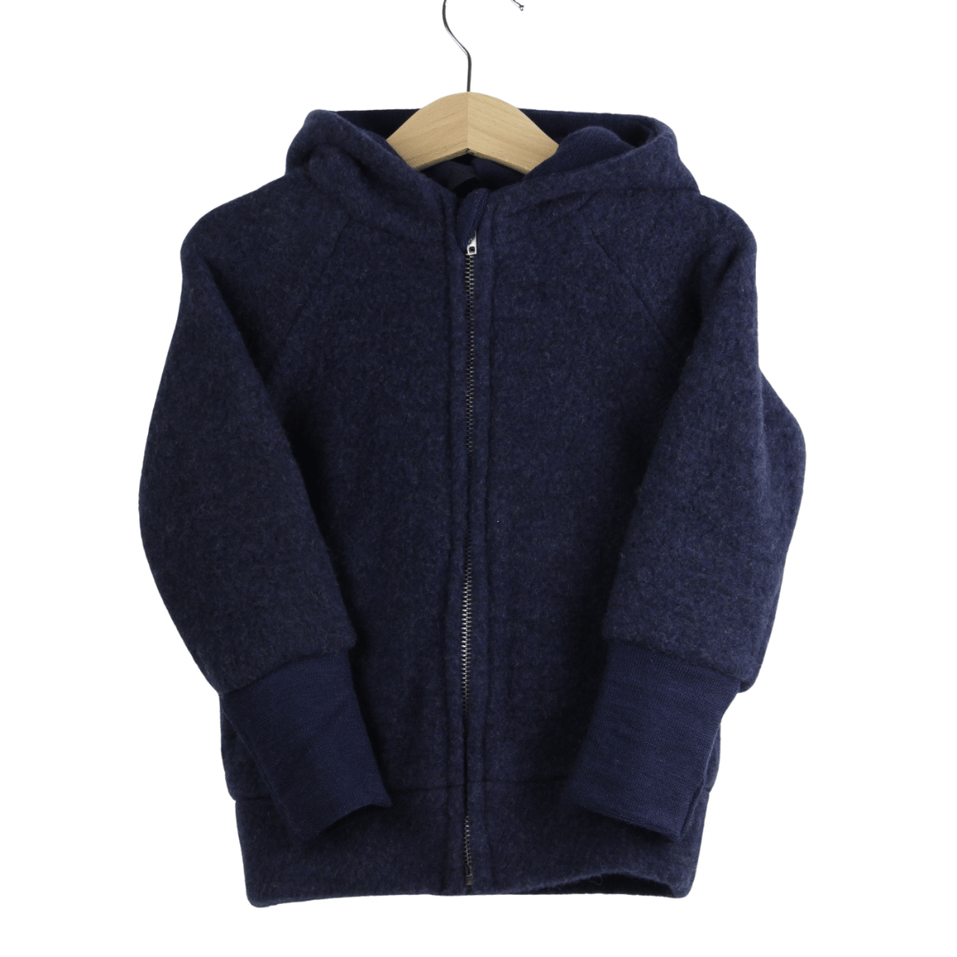 Wollfleece Kapuzenjacke Blau