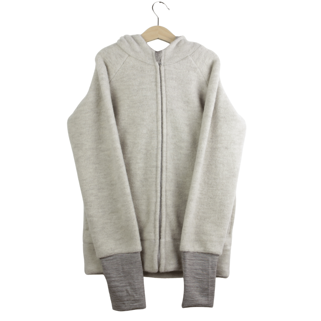Wollfleece Kapuzenjacke Braun