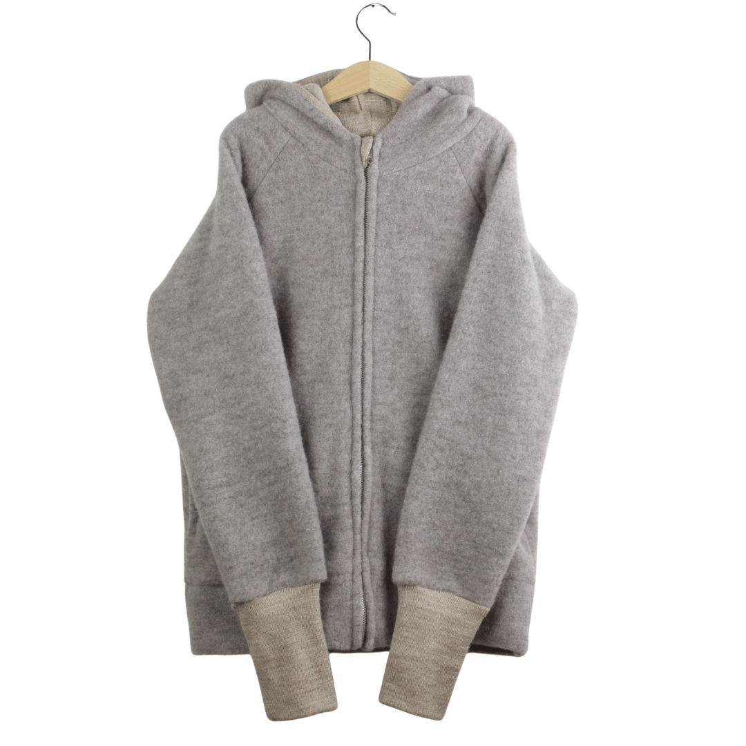 Wollfleece Kapuzenjacke Braun