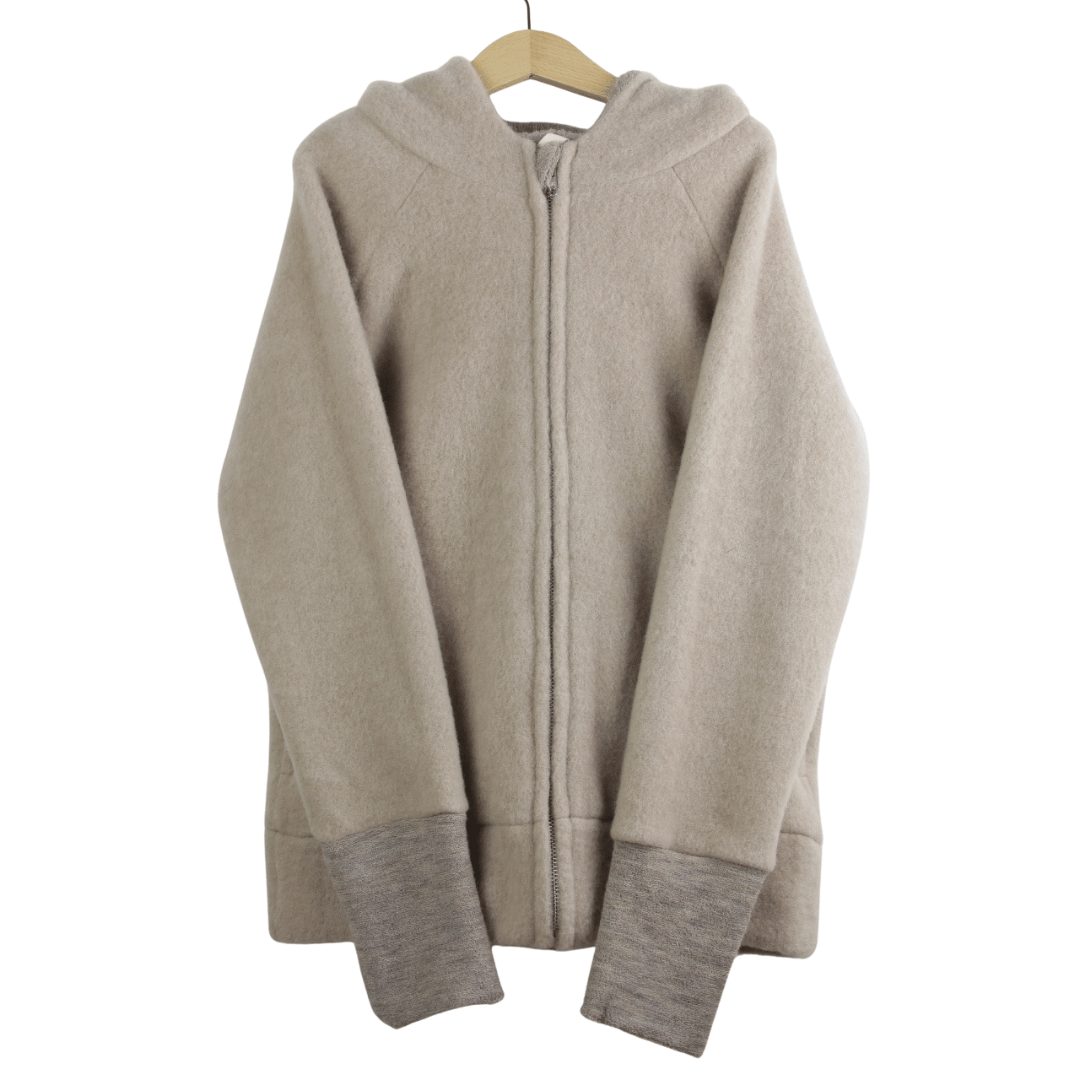 Wollfleece Kapuzenjacke Braun