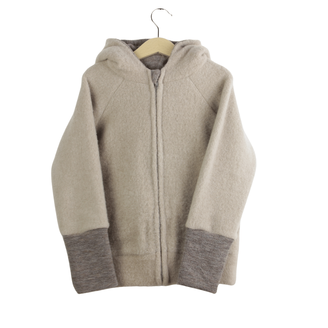 Wollfleece Kapuzenjacke Braun