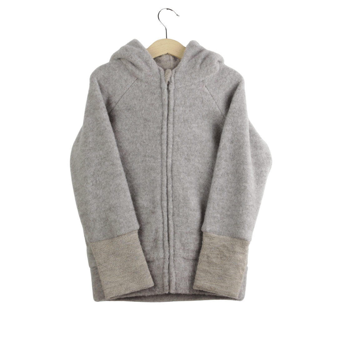 Wollfleece Kapuzenjacke Braun