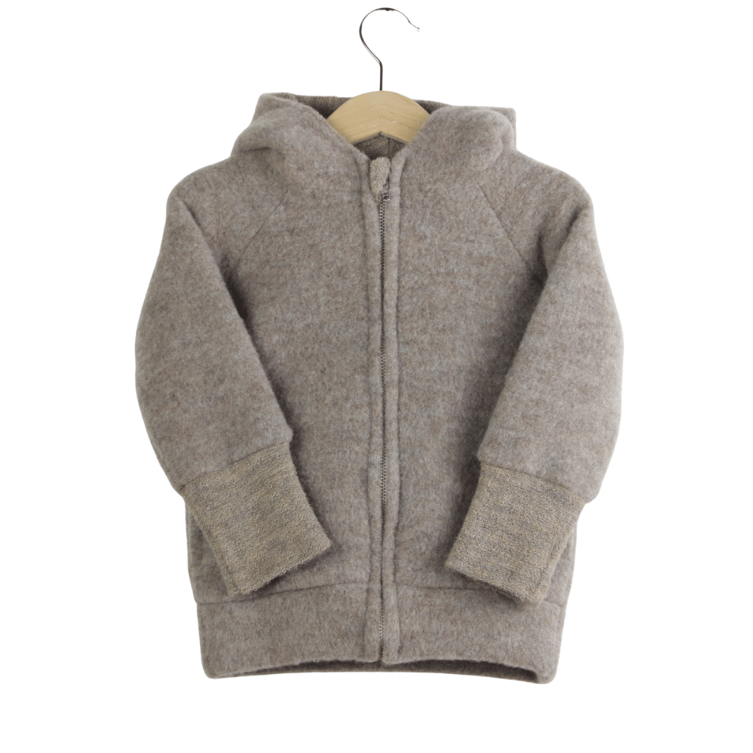 Wollfleece Kapuzenjacke Braun