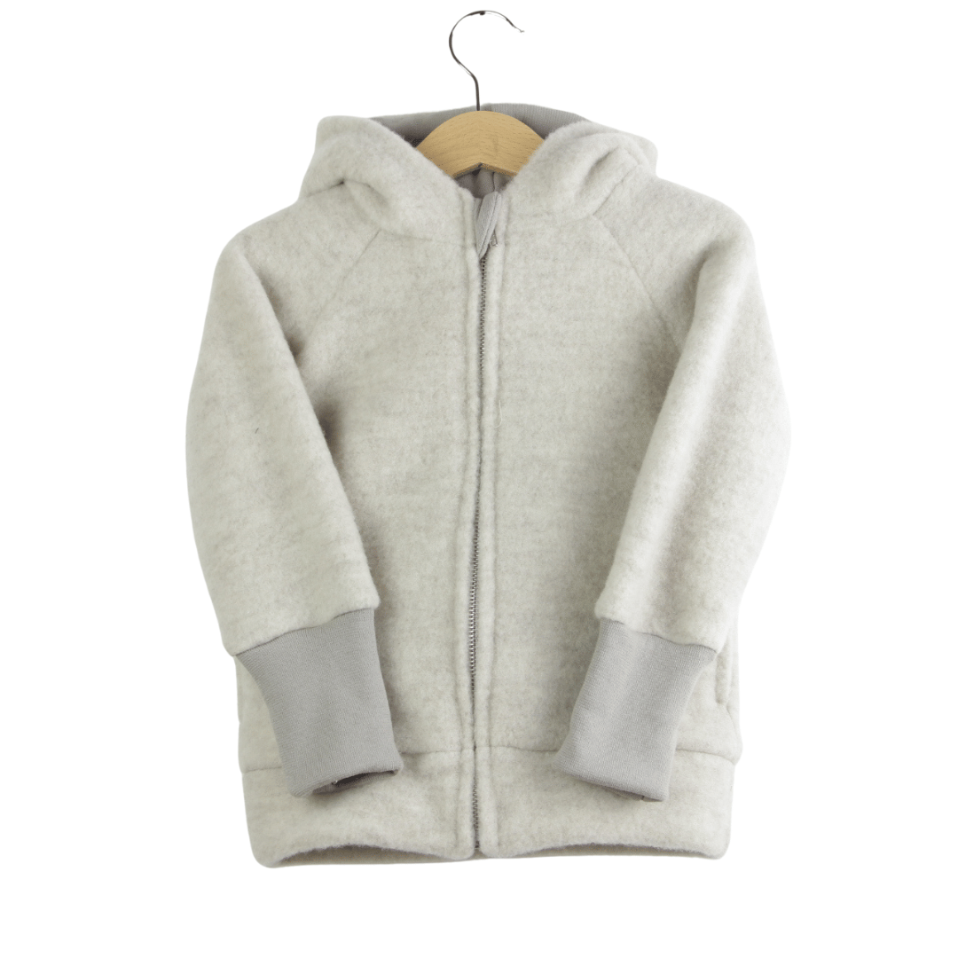 Wollfleece Kapuzenjacke Braun