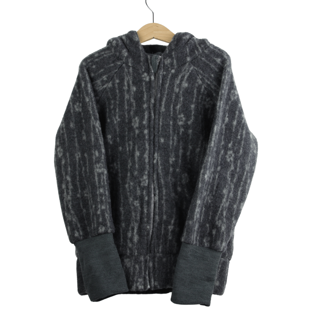 Wollfleece Kapuzenjacke Grau